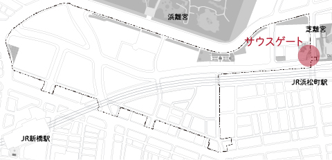 サウスゲートの位置を示すキーマップ